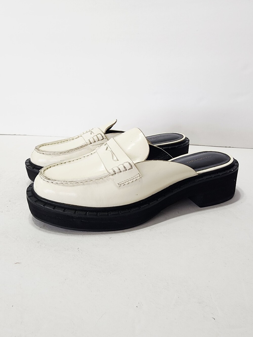 Reformation Angie White Penny Loafers with Black Sole Size 5.5 - Picture 2 of 11